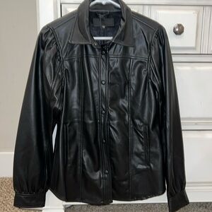 Faux leather shacket